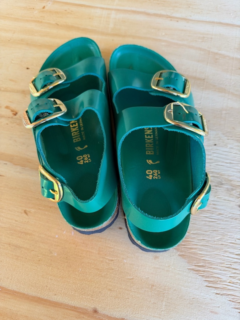 Birkenstock 40 100% Leather Green New - Picture 10 of 12